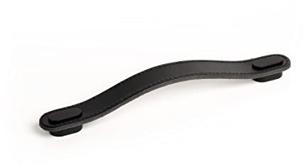 Gedotec Möbelgriffe | 1 Stück - Schrankgriff aus schwarzem Leder - schwarzer Knauf | OBLONG | modernes elegantes Design | Maße: 22 x 197 mm | Falttüren-griffe - Schubladengriff - Küche - Türgriffe