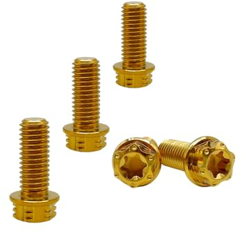 RISON-Titanium Titanschrauben M10x1.25x25mm, 5 Stück Flanschschraube Torx Kopf Flansch Schrauben Sechskantschrauben Gewindeschrauben GR5 Titanbolzen Befestigungen für Motorräder Fahrrad Auto