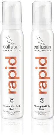 Callusan Fußpflege Cremeschaum Rapid 2x 125 ml - Fußpilz Pflegeschaum - Feuchtigkeitspflege mit 5% Urea für zu Hautpilz neigende Haut