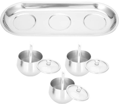 Zuckerdose Aus Edelstahl, Multifunktionaler Zuckerbehälter Gewürzbehälter Gewürzdose Edelstahl Zuckertopf Set Mit Deckel Transparent Und Zucker Löffel Tablett Aufbewahrungsorganisation Für Küche