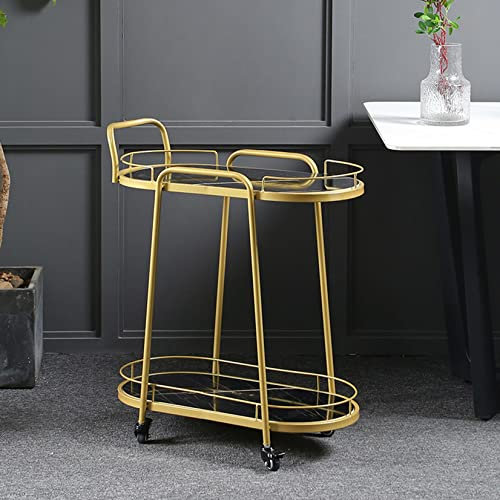 Barwagen Servierwagen Rollwagen mit Rollen Küchenwagen Wagen Beistelltisch Mobile Bar rollbarer Küchenrollwagen Küchenregal Vintage Metall Küchentrolley Allzweckwagen ,für Küche und Wohnzimmer,Golden