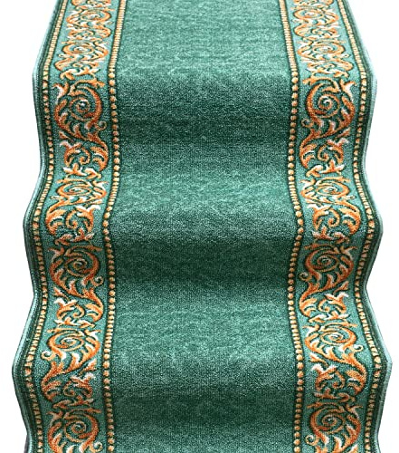 emmevi Tappeto Scala Gradini Design Barocco Passatoia Entrata Antiscivolo MOD.Picasso Dis_22 67X500 Verde