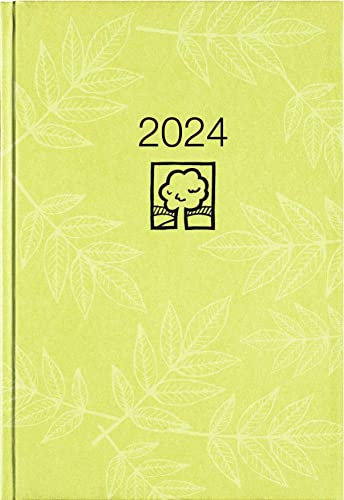 Wochenbuch grün 2024 - Bürokalender 14,6x21 cm - 1 Woche auf 2 Seiten - 128 Seiten - mit Eckperforation - Notizbuch - Blauer Engel - 766-0713