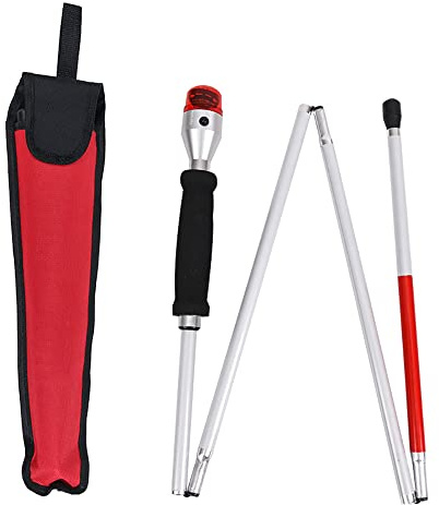 PODEC Bastone Pieghevole per Non Vedenti, Bastoncini Pieghevoli da 53 Pollici con Allarme Vocale Visivo Acustico E Impugnatura Antiscivolo, per Uomini E Donne Anziani Ipovedenti