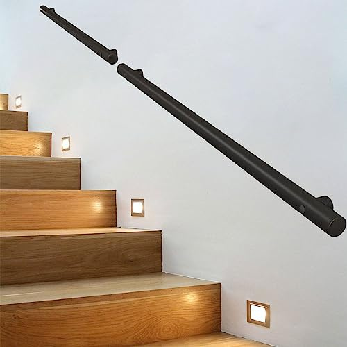 Pasamanos de acero inoxidable, Riel de escalera de barandilla | 30 cm - 600 cm Selección de modelos | Kit de pasamanos de escalera montado en la pared para escaleras - Negro mate ( Size : 120cm )