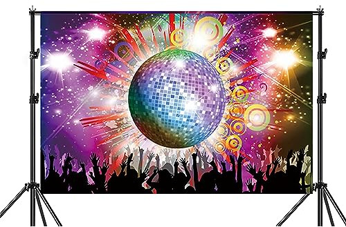 Tiardey 70er-Jahre-Party-Banner, Dekoration, Disco-Hintergrund, Banner, Disco-Party-Dekorationen, Vintage, leuchtender Geburtstag, Fotografie-Hintergrund (180 x 110 cm)