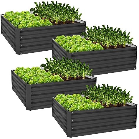 ML-Design 4er Set Hochbeet aus Metall für Garten, 90x90x30 cm, 240 Liter, Anthrazit, wetterfest, rostfrei, Outdoor, Pflanzbeet Pflanzkasten Blumenkasten Gartenbeet Gemüsebeet Frühbeet Kräuterbeet
