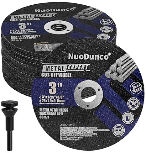 NuoDunco 3 Inch Cut Off Wheel 76 x 1.0 x 9.5mm Cutting Disc for Die Grinder Power Drill Attachment 1mm Ultra-Thin Cutter Disc for Metal & Stainless Steel 25 Pack