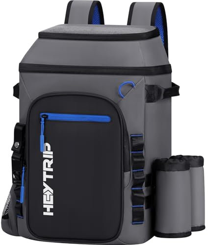 Heytrip Kühlrucksack mit 36 Dosen mit 2 abnehmbaren Taschen, isoliert, wasserdicht, Kühltasche für 20 Stunden Kältehaltung, auslaufsicherer Kühler (grau)
