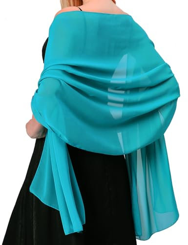 lifwimner Stola Damen Halstuch Chiffon Sommer Schal Damen Festliche Stola für Abendkleid oder Brautkleid Hochzeit Scarf (Türkisblau)
