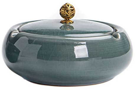 Cenicero Cenicero de cerámica oscura con textura agrietada, cenicero sin humo con tapa, elegante Cenicero resistente al agua a prueba de olores para uso en interiores y exteriores Para familias