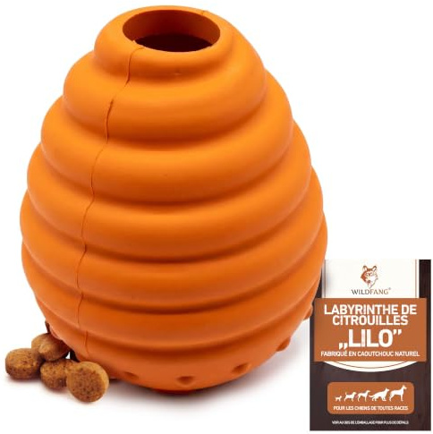 Wildfang® Hundespielzeug für Starke Kauer – Lilo Kürbis Wurfspielzeug aus Naturgummi, Kauspielzeug Hund zur Zahnpflege, für Drinnen & Draussen
