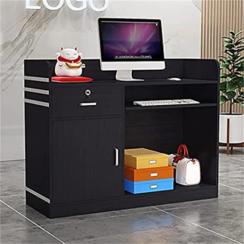 Empfangstheke, Kasse, schlicht, modern, kleines Bekleidungsgeschäft, Convenience-Store, Shop, Bar, Rezeption, Schwarz, 120 x 38 x 90 cm