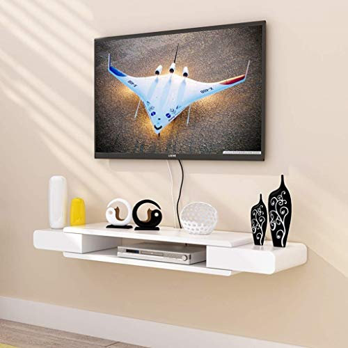 DAIKK Weißer wandmontierter TV-Schrank, schwebendes Wandregal, Multimedia-WLAN-Router, Sky-Box, Set-Top-Box, Kabelbox, Aufbewahrungsregal (Farbe: 110 cm)