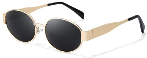 MIVORA Retro Sonnenbrille Damen Herren, Vintage Oval Sunglasses, Metal Sonnenbrille, Party Sonnenbrille, Aesthetic Accessoires Sunglasses Woman UV400 Schutz(Grau)