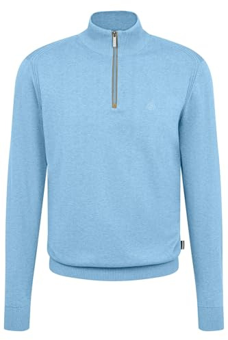bugatti Pull en Tricot Troyer pour Homme, col Montant, Fermeture éclair, Coupe Droite, Bleu Clair (320), XXL