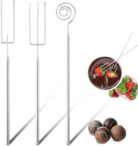 3 Pièces Fourchette À Chocolat En Acier Inoxydable,Fourchettes À Fondue,Ustensiles De Praliné,Fourchettes À Chocolat,Fourchette A Fondue Pour Le Fromage, Le Chocolat, La Viande De Marshmallows