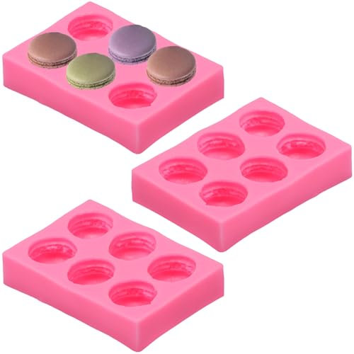 Relax love 3 stampi per panetteria in silicone per macaron, antiaderenti, stampi per panetteria a calore, in silicone, per macaron, stampi facili per mini macaron, 6 cavità, mini macaron da forno