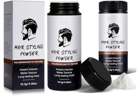 2 Pack Hair Styling Powder, Polvere per Lo Styling dei Capelli per Uomo, Texturizing Powder,aggiunge volume ai capelli, Aspetto Opaco e finitura naturale, Facile da Applicare