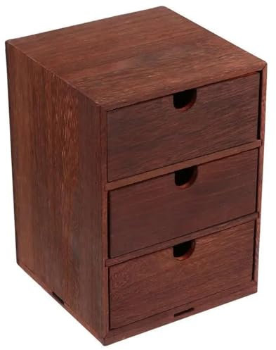 GCYEIDMA Wood Sewing Box Wooden Storage Box Desktop Drawer Organizer Wood Outdoor Bins Tabletop Cabinet Desk Mini Dresser Cube Boxes Drawers Nähkasten Holz(18X18X17CM)