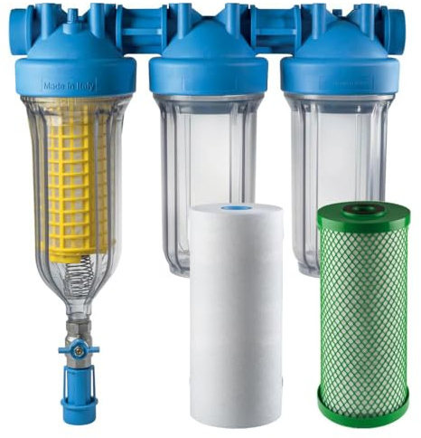 purway® HYDRA BIG TRIO Scalemaster 1 Antikalk Kalkschutzfilter Hausfilter | Trinkwasserfilter filtert grobe und feine Sedimente reduziert Kalkablagerungen, verlängert Lebensdauer von Geräten