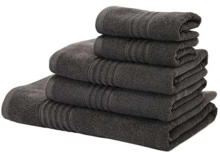Mathome Handtuch Set – 5-teiliges Luxus Handtuchset | 1x Badetuch 70x140, 2X Handtücher 50x100, 2X Gästetücher 30x50 | Weich, saugstark und langlebig