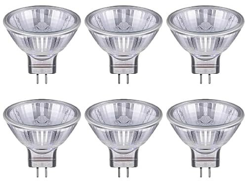 6 Pack 20W MR11 GU4 12V Traditional Reflector Bulbs, Warm White 2850K, 100% Dimmable Spotlight 35mm Diameter, 145LM, Dichroic, GU4 Bi-Pin Base, 30° Beam Angle, for Cabinet, Hallway, Ceiling Spotlights