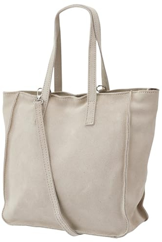 Damen Henkeltasche aus echtem Wildleder – Mittelgroßer Shopper Schulterriemen – Handtasche Schultertasche mit Reißverschluss & Innenfach 37x13x29 cm Cristina G566