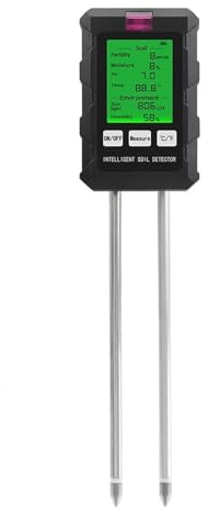 Misuratore di pH del terreno digitale, misuratore di umidità del terreno, fertilità, luce, temperatura, umidità, analizzatore preciso for giardino, piante, prato,Precisione migliorata(THE01879)