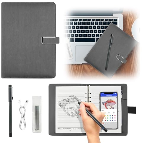 Smart Scan Reusable Notebook, Functional Notepad For Writing On The Same Screen, Digital notebook & Pen, Perfect for Office Supplies & Home Office, Drawing, School Work Use (Grey)