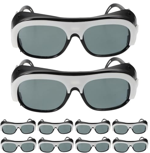 Angoily 10 Gafas de Seguridad para Soldadura, Antiarañazos, Color Gris, Diseño Ligero Almohadillas Nasales Ajustables, Equipo de Seguridad para Soldadores, Protección Ocular para Adultos,