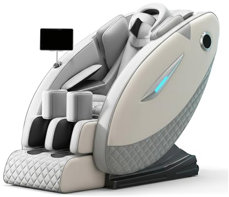LFFTBK 4D Massagesessel Ganzkörper mit KI-Drucksensor-Scan, SL-Track Zero Gravity, Exklusive Augenmassage, Platzsparende Wand-Technik, Fertig Montiert, Premium Shiatsu Sessel(Gray)