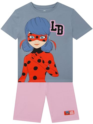 Miraculous Camiseta Niña y Pantalones Cortos Niña, Conjunto 2 Piezas Ladybug con Detalle Glitter, Ropa Niños de Verano