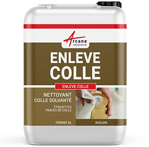 Enlever colle : produit tissu, bois, verre, vitre, pvc, adhésif, mastic, scotch, autocollant, éliminer solvant, glue : Enleve colle - 5 L - ARCANE INDUSTRIES