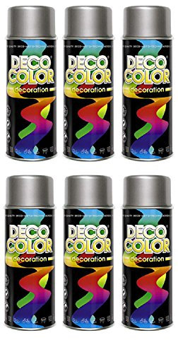 Deco Color 6er Sparpack DC Lackspray glänzend 400ml nach RAL freie Farbauswahl (6 Dosen in aluminium glanz RAL 9006)