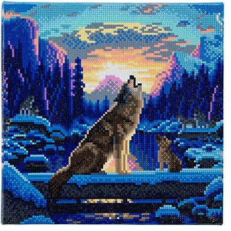 CRYSTAL ART Kit tableau à diamanter sur châssis 30 x 30 cm - Loups CAKA67