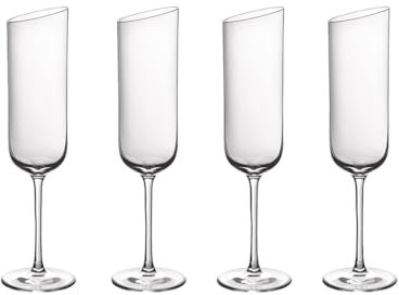 Villeroy & Boch Newmoon Bicchieri da Champagne Contemporanee e Eleganti, Cristallo, Lavabili In Lavastoviglie, Trasparente, 4 Pezzi
