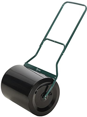 Outsunny 60L Garden Lawn Roller, Water/Sand Filled Outdoor Grass Roller Aerator with U-Shaped Handle, Φ50cm Heavy Duty Steel Lawn Push Rolling Tool for Grass Seeding, Soil Levelling