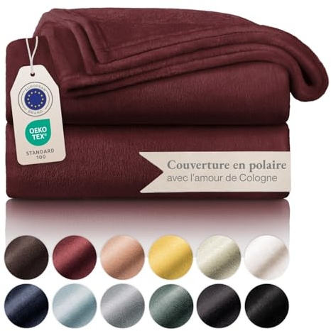Blumtal Mantas para Sofá de Franela Suave y Acolchada - Manta Polar 100% Microfibra Extra Suave, Manta de sofá, de Cama o de Sala de Estar, Rojo Oscuro, 150 x 200 cm