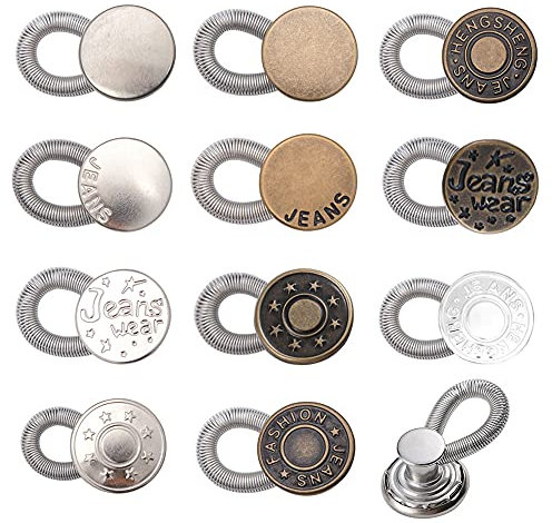 Pamtns Hosenknopf Erweiterung 11 Stück Wunderknöpfe Set Hosenerweiterung Knopf für Jeans Hosenknopfverlängerung Bunderweiterung Erweiterung Knöpfe mit Feder für Hemd Jeans