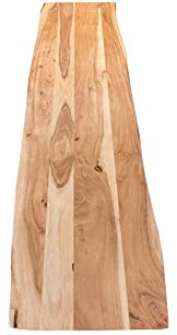 SAM Tischplatte 180x40 cm Curtis, Holzplatte Akazienholz massiv + naturfarben + lackiert, Baumkanten-Platte für Heimwerker, Arbeitsplatten, Tische & Fensterbretter