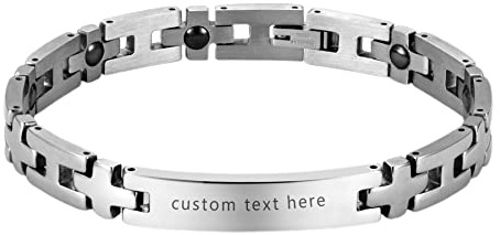 JewelryWe Schmuck Pärchen Magnetarmband mit Gravur, Hochglanz Poliert Edelstahl Magnet Partner Armband Kreuz I Link Armkette Paar Armreif Lieben Freundschaftsarmband Geschenk für Herren Damen Silber