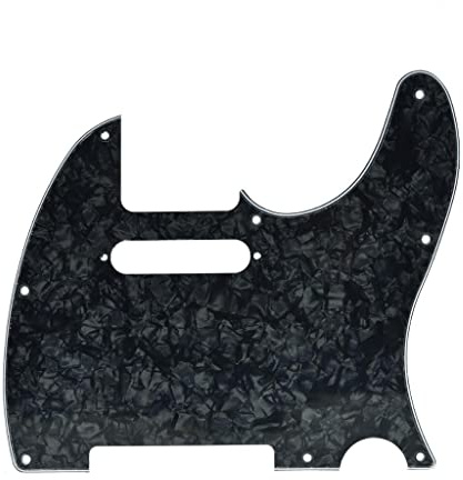 KAISH 8 Hole Tele Style Guitar Pickguard TL Pick Guard with Pickup Mounting Screw Holes for Tele/Telecaster Black Pearl
