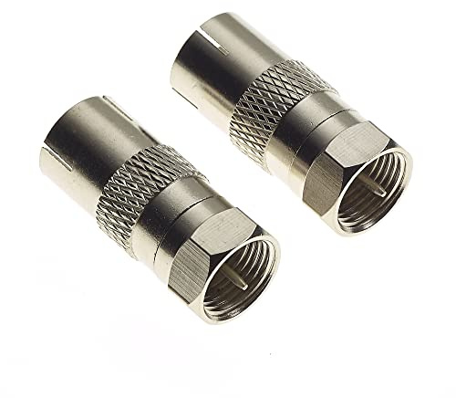 Keple TV Aerial Connector To F Connector For TV And Radio | F-Type Male Plug To IEC Coax Female Satellite Cable Connectors | Pack Of 2