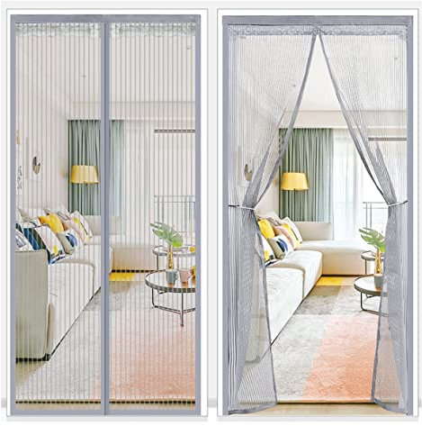 Fliegengitter Insektenschutz, 235x215cm, Anpassbare, Fenster Rollo Insektenschutzrollo Ohne Bohren Kinderleichte Klebemontage, Grau