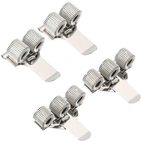 Norhogo 4 st. silverfärgade pennhållare, inklusive 2 x tvåhåls klämmor + 2 tre pennklämmor vikbar pennhållare med fickklämma för bärbar dator, hem, kontor, väska