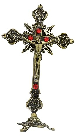 Folpus Kruzifix mit Ständer, Tischkreuz, Jesus am Kreuz, Statue, 25,4 cm, Kollektion, Ornament, stehendes Kruzifix, Jesus-Kruzifix für Zuhause, Kapelle,