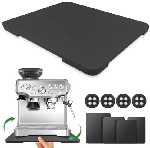 Appliance Slider, 360° Rolling Tray for Coffee Maker, Bamboo Coffee Pot, Slider Tray for Countertop with Wheels, Appliance Mat Easily Under Cabinet, Black (Large 15.7 x 13)