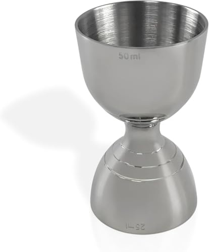 We Can Source It Ltd - Stainless Steel Silver Bell Jigger 25ml / 50ml Double-Ended Spirit Measure with Precise Pouring – Ideal for Cocktail Mixing & Bartending – Durable, Stylish & Easy to Clean