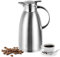 Esilihom 2.3L Thermal Carafe Jugs, Double-Walled Vacuum Carafe Jug, Stainless Steel Thermal Caraf with Handle, Warm & Cold Retention for Coffee, Tea, Water, Drink (Silver)